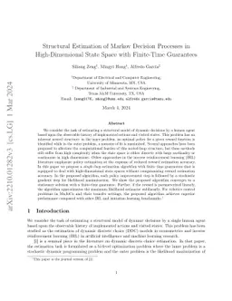 Structural Estimation of Markov Decision Processes in High-Dimensional
  State Space with Finite-Time Guarantees