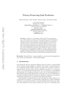 Privacy-Preserving Link Prediction