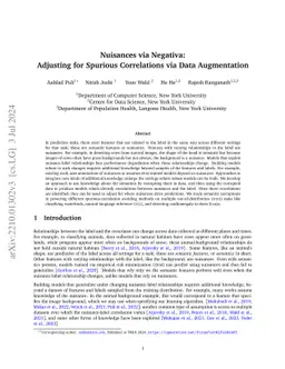 Nuisances via Negativa: Adjusting for Spurious Correlations via Data
  Augmentation