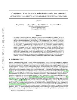 Concurrent build direction, part segmentation, and topology optimization
  for additive manufacturing using neural networks
