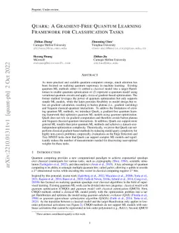 Quark: A Gradient-Free Quantum Learning Framework for Classification
  Tasks