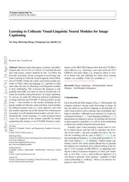 Learning to Collocate Visual-Linguistic Neural Modules for Image
  Captioning
