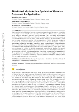 Distributed Merlin-Arthur Synthesis of Quantum States and Its
  Applications