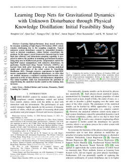 Learning Deep Nets for Gravitational Dynamics with Unknown Disturbance
  through Physical Knowledge Distillation: Initial Feasibility Study