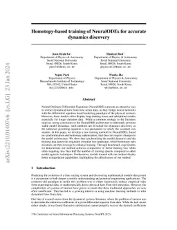 Homotopy-based training of NeuralODEs for accurate dynamics discovery