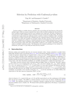 Selection by Prediction with Conformal p-values