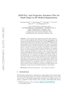 APAUNet: Axis Projection Attention UNet for Small Target in 3D Medical
  Segmentation