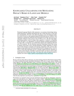 Knowledge Unlearning for Mitigating Privacy Risks in Language Models