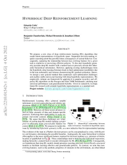 Hyperbolic Deep Reinforcement Learning