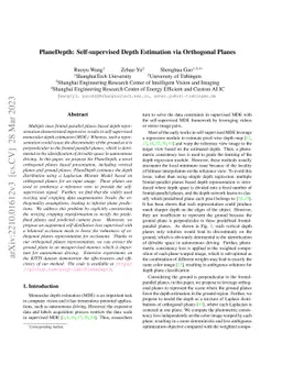 PlaneDepth: Self-supervised Depth Estimation via Orthogonal Planes