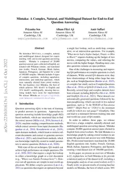 Mintaka: A Complex, Natural, and Multilingual Dataset for End-to-End
  Question Answering