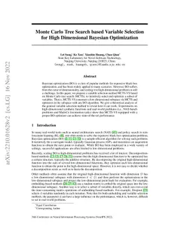 Monte Carlo Tree Search based Variable Selection for High Dimensional
  Bayesian Optimization