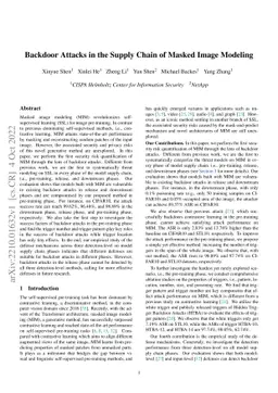 Backdoor Attacks in the Supply Chain of Masked Image Modeling