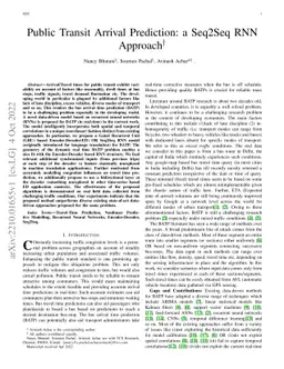 Public Transit Arrival Prediction: a Seq2Seq RNN Approach