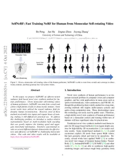 SelfNeRF: Fast Training NeRF for Human from Monocular Self-rotating
  Video