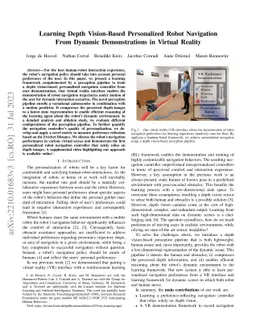 Learning Depth Vision-Based Personalized Robot Navigation From Dynamic
  Demonstrations in Virtual Reality