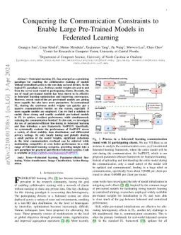 Conquering the Communication Constraints to Enable Large Pre-Trained
  Models in Federated Learning