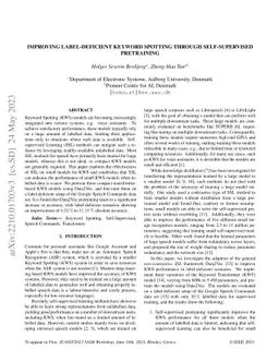 Improving Label-Deficient Keyword Spotting Through Self-Supervised
  Pretraining
