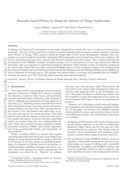 Semantics-based Privacy by Design for Internet of Things Applications