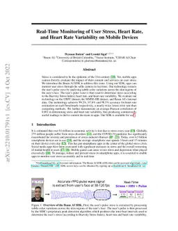 Real-Time Monitoring of User Stress, Heart Rate and Heart Rate
  Variability on Mobile Devices