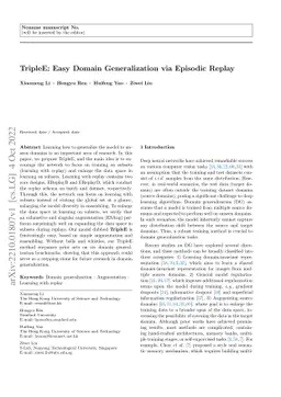 TripleE: Easy Domain Generalization via Episodic Replay