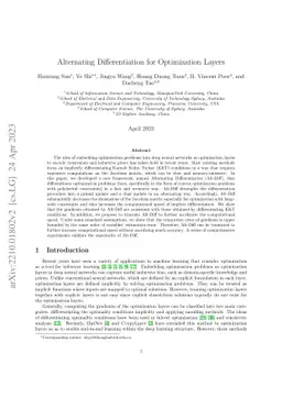 Alternating Differentiation for Optimization Layers