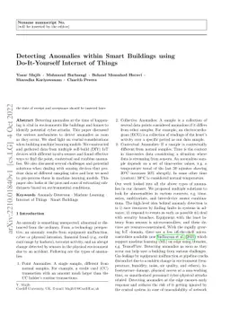 Detecting Anomalies within Smart Buildings using Do-It-Yourself Internet
  of Things
