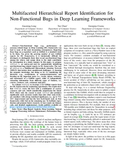 Multifaceted Hierarchical Report Identification for Non-Functional Bugs
  in Deep Learning Frameworks
