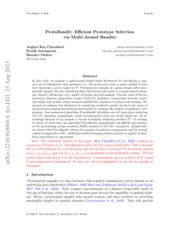 ProtoBandit: Efficient Prototype Selection via Multi-Armed Bandits