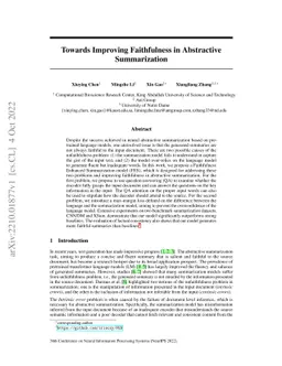 Towards Improving Faithfulness in Abstractive Summarization
