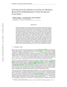Contrastive Learning Can Find An Optimal Basis For Approximately
  View-Invariant Functions