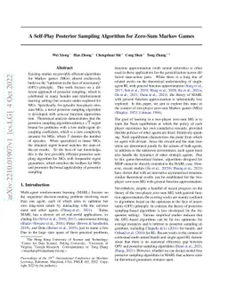 A Self-Play Posterior Sampling Algorithm for Zero-Sum Markov Games