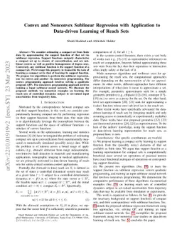 Convex and Nonconvex Sublinear Regression with Application to
  Data-driven Learning of Reach Sets