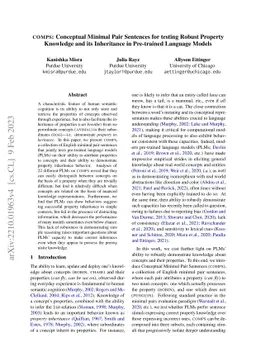 COMPS: Conceptual Minimal Pair Sentences for testing Robust Property
  Knowledge and its Inheritance in Pre-trained Language Models