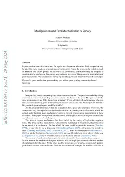 Manipulation and Peer Mechanisms: A Survey
