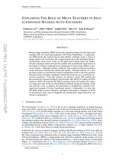 Exploring The Role of Mean Teachers in Self-supervised Masked
  Auto-Encoders