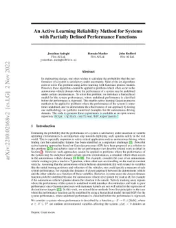 An Active Learning Reliability Method for Systems with Partially Defined
  Performance Functions