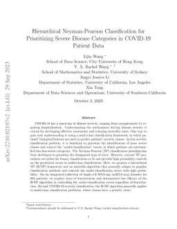 Hierarchical Neyman-Pearson Classification for Prioritizing Severe
  Disease Categories in COVID-19 Patient Data