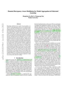 Domain Discrepancy Aware Distillation for Model Aggregation in Federated
  Learning