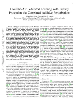 Over-the-Air Federated Learning with Privacy Protection via Correlated
  Additive Perturbations
