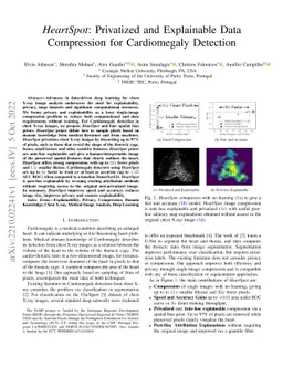 HeartSpot: Privatized and Explainable Data Compression for Cardiomegaly
  Detection