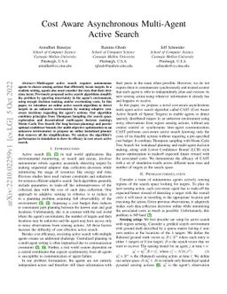 Cost Aware Asynchronous Multi-Agent Active Search