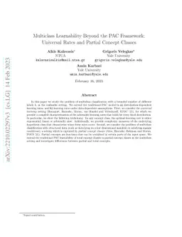 Multiclass Learnability Beyond the PAC Framework: Universal Rates and
  Partial Concept Classes