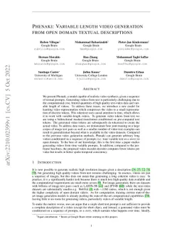 Phenaki: Variable Length Video Generation From Open Domain Textual
  Description