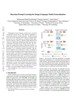 Bayesian Prompt Learning for Image-Language Model Generalization