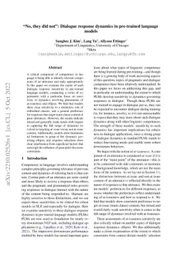 "No, they did not": Dialogue response dynamics in pre-trained language
  models