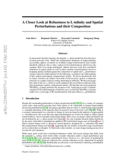 A Closer Look at Robustness to L-infinity and Spatial Perturbations and
  their Composition