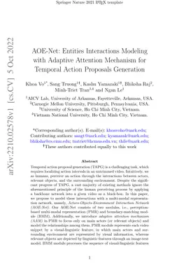 AOE-Net: Entities Interactions Modeling with Adaptive Attention
  Mechanism for Temporal Action Proposals Generation