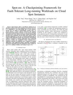Spot-on: A Checkpointing Framework for Fault-Tolerant Long-running
  Workloads on Cloud Spot Instances