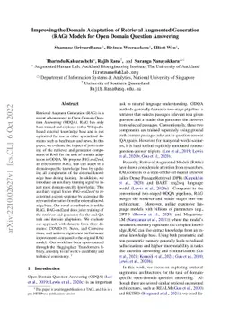 Improving the Domain Adaptation of Retrieval Augmented Generation (RAG)
  Models for Open Domain Question Answering